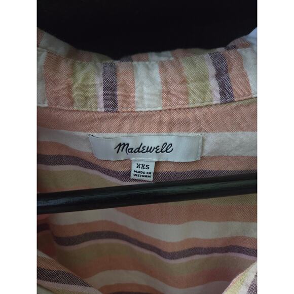 Madewell Womens XXS Striped oversided fit short sleeved lightweight blouse - Picture 2 of 9